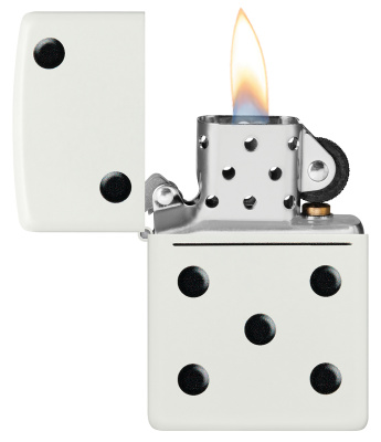 Зажигалка ZIPPO Domino Design с покрытием White Matte, латунь/сталь, белая, матовая, 38x13x57 мм