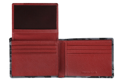 Портмоне ZIPPO, серо-чёрный камуфляж, натуральная кожа, 11,2×2×8,2 см