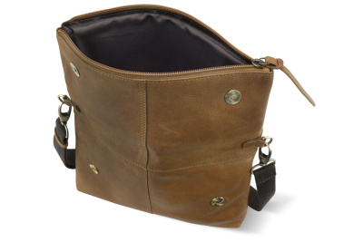 Сумка через плечо KLONDIKE RUSH «Jessica», натуральная кожа в коньячном цвете, 30 х 20/33 х 4,5 см