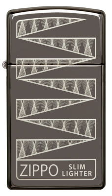 Зажигалка 65th Anniversary Zippo Slim® с покрытием Black Ice®, латунь/сталь, чёрная, 29x10x60 мм