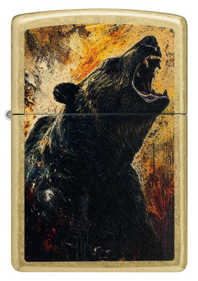 Зажигалка ZIPPO Grizzly Roar Design с покрытием Street Brass, латунь/сталь, золотистая, 38x13x57 мм