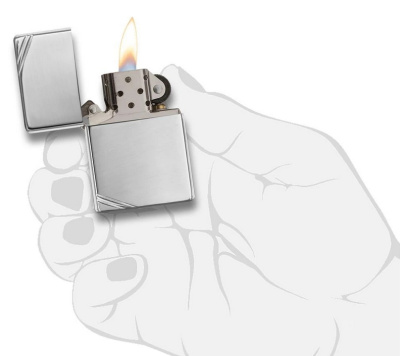 Зажигалка ZIPPO Винтажная 1937 с полосками с покрытием Глянцевый хром | Vintage™Series 1937 High Polish Chrome, латунь/сталь, серебристая, 38x13x57 мм