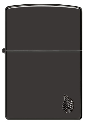 Зажигалка ZIPPO Armor® Пламя c глянцевым черным покрытием | Flame High Polish Black, латунь/сталь, черная, 38x13x57 мм