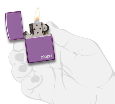 Зажигалка ZIPPO Classic с покрытием Abyss™, латунь/сталь, фиолетовая с логотипом, 38x13x57 мм