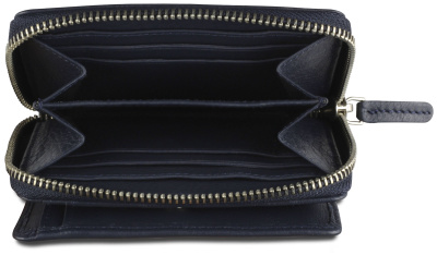 Кошелёк женский BUGATTI СУПЕР ЛЕДИ | LADY TOP, на молнии, тёмно-синий, натуральная воловья кожа, 12х2,5х9 см