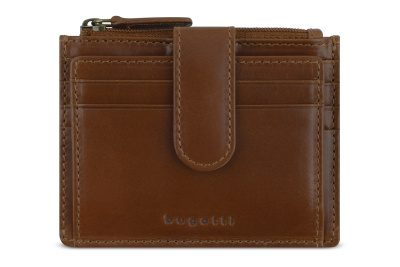 Портмоне для кредитных карт BUGATTI РЕМО | REMO, с защитой данных RFID, коричневое, натуральная воловья кожа, 10,5х1,5х8,2 см