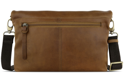 Сумка через плечо KLONDIKE RUSH «Jessica», натуральная кожа в коньячном цвете, 30 х 20/33 х 4,5 см