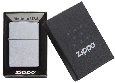 Зажигалка ZIPPO Classic с покрытием Satin Chrome™, латунь/сталь, серебристая, матовая, 38x13x57мм
