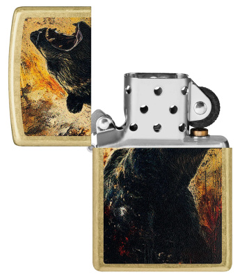 Зажигалка ZIPPO Grizzly Roar Design с покрытием Street Brass, латунь/сталь, золотистая, 38x13x57 мм