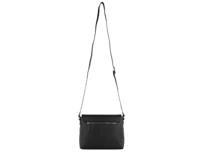 Сумка наплечная женская BUGATTI БЕЛЛА | BELLA, чёрная, воловья кожа/полиэстер, 25х8х20 см