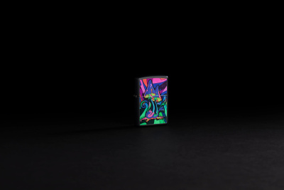 Зажигалка ZIPPO Counter Culture с покрытием Black Light, латунь/сталь, черная,матовая 38x13x57 мм