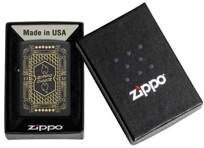 Зажигалка ZIPPO Lines Design с покрытием Black Matte, латунь/сталь, черная, матовая, 38x13x57 мм