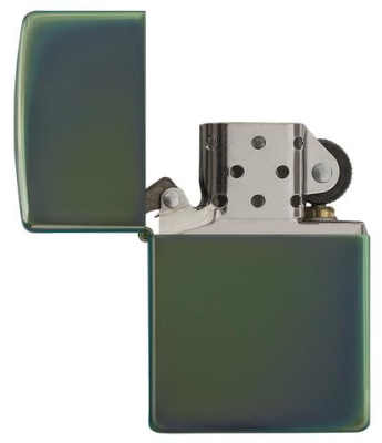 Зажигалка ZIPPO классическая с глянцевым зеленым покрытием | Classic High Polish Green, латунь/сталь, зелёная, глянцевая, 38x13x57 мм