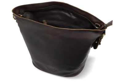 Сумка через плечо KLONDIKE RUSH «Samantha», натуральная кожа в темно-коричневом цвете, 40х32,5х15,5