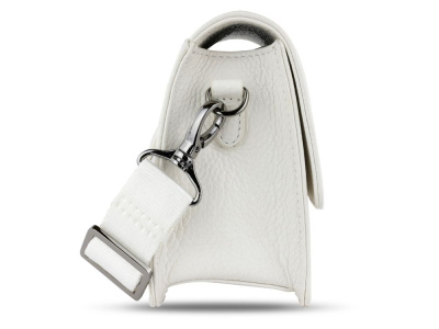 Сумка через плечо женская BUGATTI ЭЛЬЗА | ELSA, белая, воловья кожа/полиэстер, 18,5х8,5х14,5 см