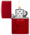 Зажигалка ZIPPO Stamped Heart Design с покрытием Candy Apple Red™, латунь/сталь,красная,глянцевая, 38x13x57мм