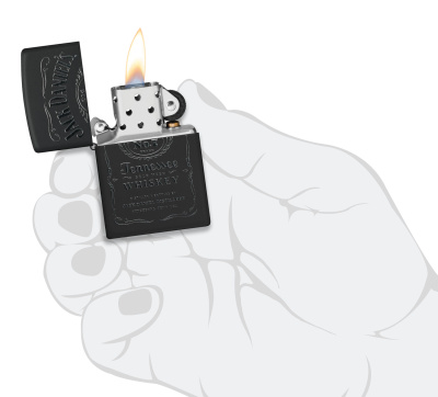 Набор ZIPPO Джек Дэниэлс | Jack Daniels®: зажигалка с черным матовым покрытием | Black Matte и кожаный чехол в подарочной коробке