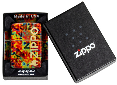 Зажигалка ZIPPO Pixel Fusion с покрытием 540 Tumbled Brass, латунь/сталь, разноцветная, 38x13x57 мм