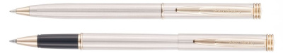 Набор Pierre Cardin PEN&PEN: ручка шариковая + роллер. Цвет - серебристо-бежевый. Упаковка Е.
