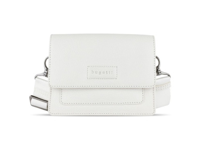 Сумка через плечо женская BUGATTI ЭЛЬЗА | ELSA, белая, воловья кожа/полиэстер, 18,5х8,5х14,5 см