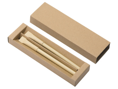 Набор из ручки и вечного карандаша из переработанной бумаги Recycled Duo, натуральный