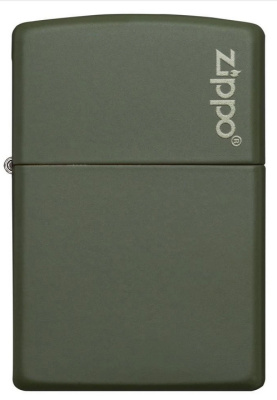 Зажигалка ZIPPO Логотип с зеленым матовым покрытием | Logo Green Matte, латунь с порошковым покрытием, зеленая, матовая, 38x13x57 мм