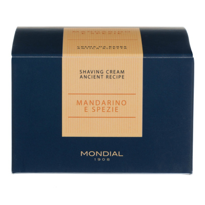 Крем для бритья Mondial "MANDARINO E SPEZIE" с ароматом мандарина и специй, деревянная чаша, 140 мл