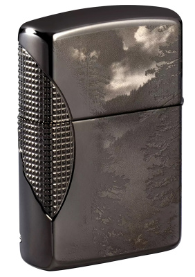 Зажигалка ZIPPO Armor™ Wolf с покрытием High Polish Black Ice®, латунь/сталь, чёрная, 38x13x57 мм