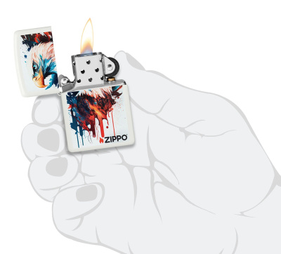 Зажигалка ZIPPO Painted Eagle Design с покрытием White Matte, латунь/сталь, белая, матовая, 38x13x57 мм