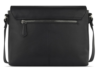 Сумка наплечная женская BUGATTI БЕЛЛА | BELLA, чёрная, воловья кожа/полиэстер, 25х8х20 см