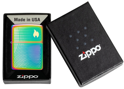 Зажигалка ZIPPO Точечная матрица с разноцветным покрытием | Dot Matrix Multi Color, латунь/сталь, разноцветная, глянцевая, 38x13x57 мм