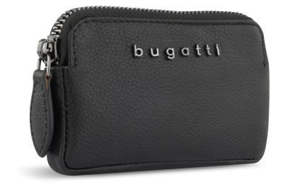 Ключница BUGATTI БЕЛЛА | BELLA, чёрная, воловья кожа/полиэстер, 12х1,5х7 см