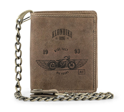 Бумажник KLONDIKE «Wayne Bike», натуральная кожа в светло-коричневом цвете, 10,5 х 12,5 х 2,5 см