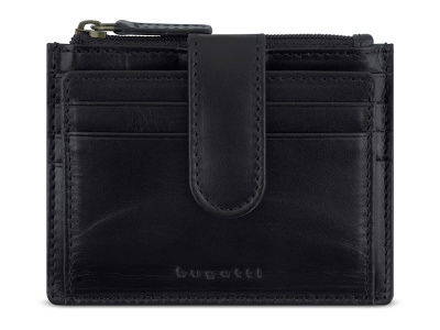 Портмоне для кредитных карт BUGATTI РЕМО | REMO, с защитой данных RFID, черное, воловья кожа, 10,5x1,5x8,2 см