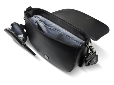 Сумка наплечная женская BUGATTI АЛМАТА | ALMATA, с кошельком, чёрная, полиуретан, 27х6х18,5 см