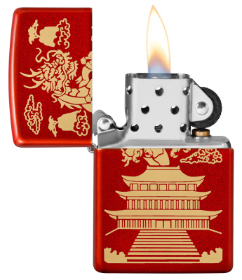 Зажигалка ZIPPO Eastern Design с покрытием Metallic Red, латунь/сталь, красная, 38x13x57 мм