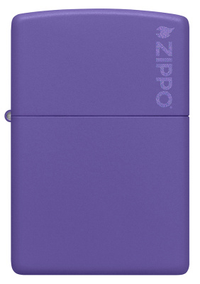 Зажигалка ZIPPO Логотип с фиолетовым матовым покрытием | Logo Purple Matte, латунь/сталь, фиолетовая, матовая, 38x13x57 мм