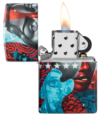 Зажигалка ZIPPO Тристан Итон с матовым покрытием на 540° | Tristan Eaton 540 Matte, латунь/сталь, разноцветная, 38x13x57 мм