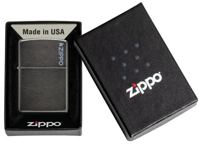 Зажигалка ZIPPO Logo с покрытием Gray Dusk, латунь/сталь, серая, матовая, 38x13x57 мм
