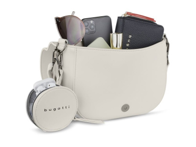 Сумка наплечная женская BUGATTI АЛМАТА | ALMATA, с кошельком, бежевая, полиуретан, 27х6х18,5 см