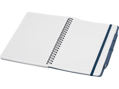 Блокнот Thalaasa формата А5 в твердой обложке из океанического пластика с шариковой ручкой - Синий