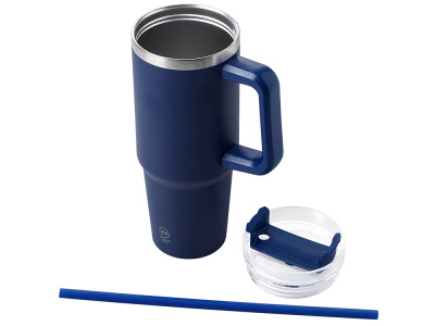 Термокружка Крэнстон с двойными стенками из переработанной нержавеющей стали, синий нейви