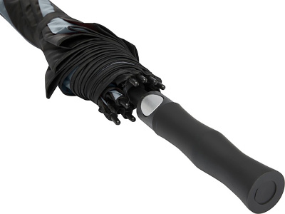 Джефф 30-дюймовый ветрозащитный зонт-трость, серый/черный