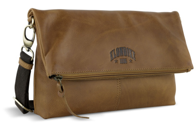 Сумка через плечо KLONDIKE RUSH «Jessica», натуральная кожа в коньячном цвете, 30 х 20/33 х 4,5 см