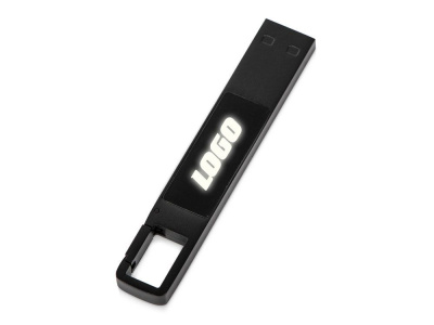 USB 2.0- флешка на 32 Гб c подсветкой логотипа Hook LED, темно-серый, белая подсветка , размер 32ГБ