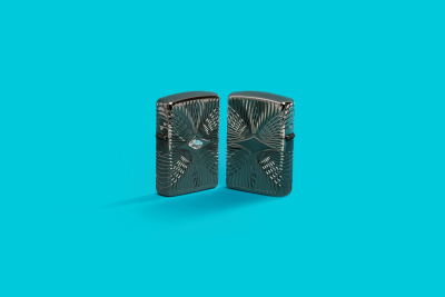 Зажигалка ZIPPO Armor® с покрытием Black Ice®, латунь/сталь, чёрная, 38x13x57 мм