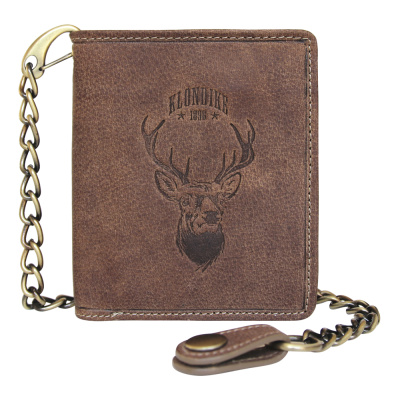 Бумажник KLONDIKE «Wayne Deer», натуральная кожа в светло-коричневом цвете, 10,5 х 12,5 х 2,5 см