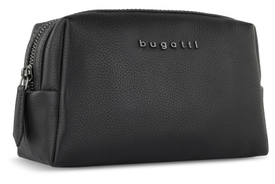 Косметичка BUGATTI БЕЛЛА | BELLA, чёрная, воловья кожа/полиэстер, 19х8,5х11 см