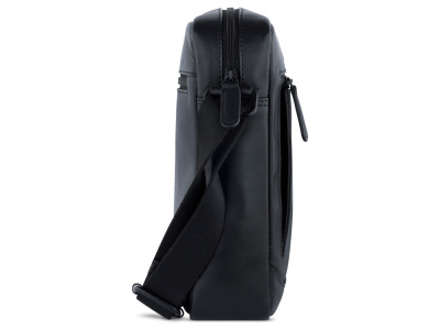 Сумка наплечная мужская BUGATTI КЛАРК | CLARK, чёрная, воловья кожа/полиэстер, 21х6,5х24 см, 3 л