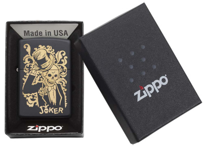 Зажигалка ZIPPO Skull Design с покрытием Black Matte, латунь/сталь, черная, 38x13x57 мм